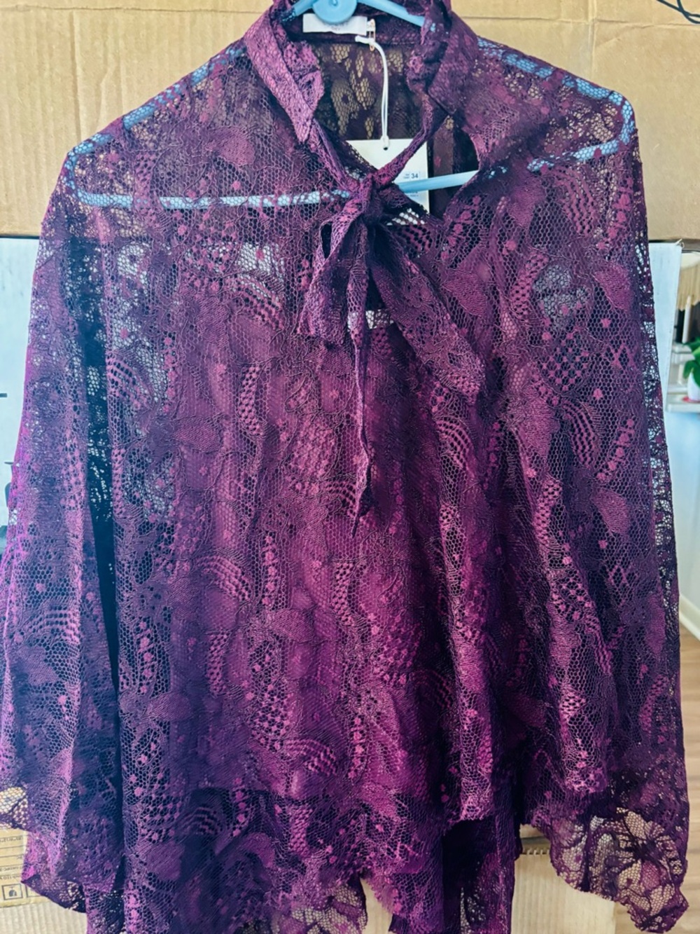 OKY Event Lace Cape with Cami made in Spain. Burgundy/Wine.  Euro 34 - Picture 3 of 8